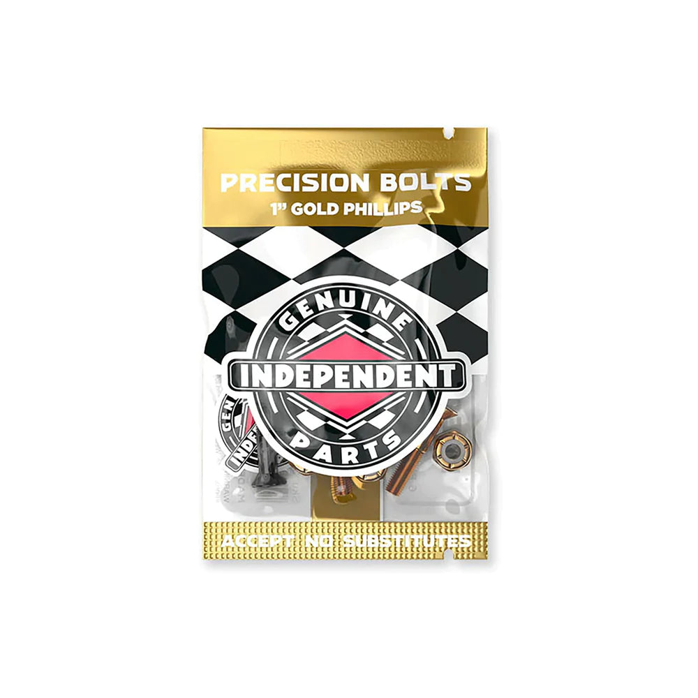 INDEPENDENT Phillips 1in Black/Gold Skateboard Hardware Skateboard Hardware Independent