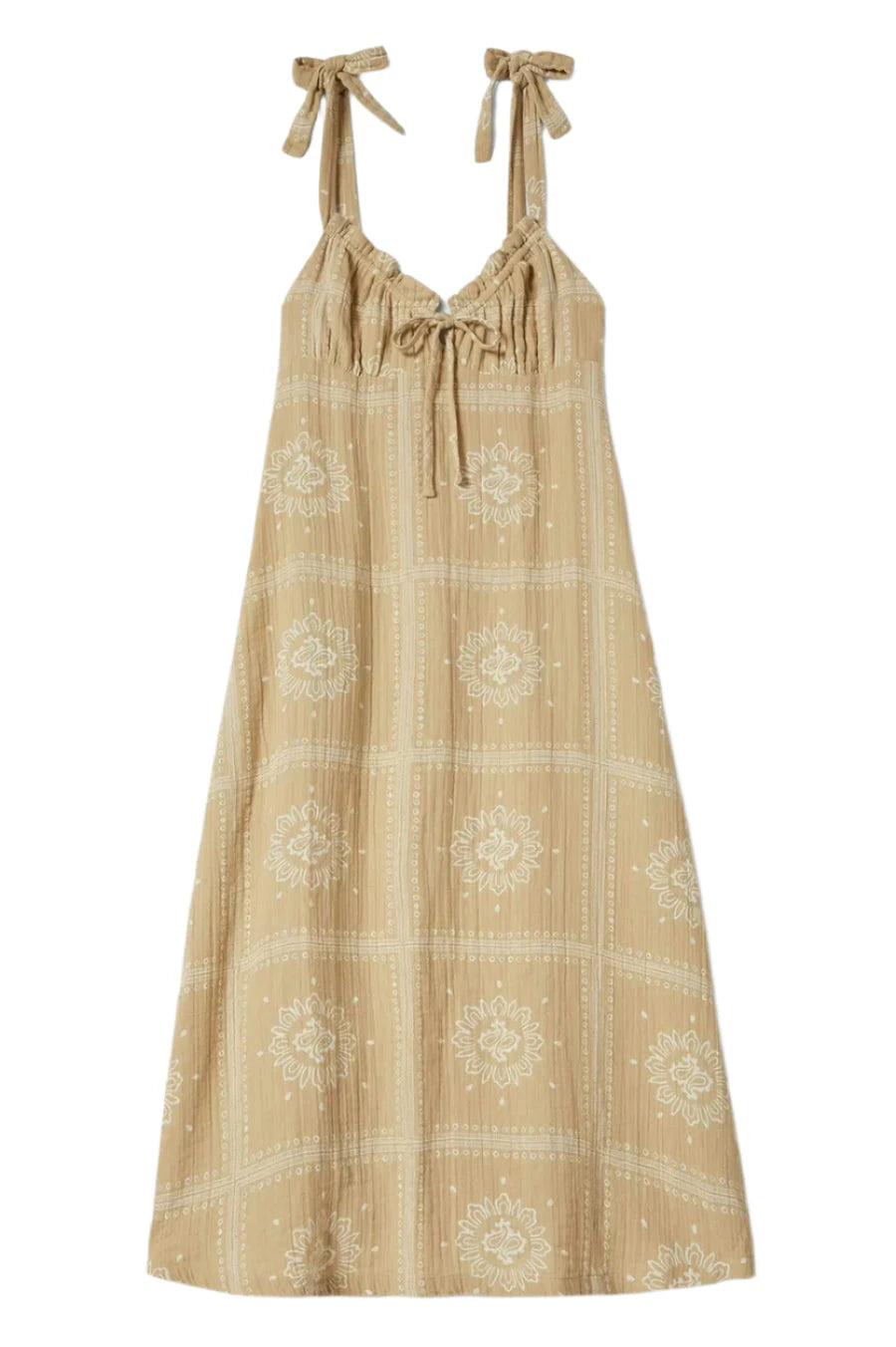 BRIXTON Women's Wandering Tie Dress Pale Khaki Bandana Women's Dresses Brixton