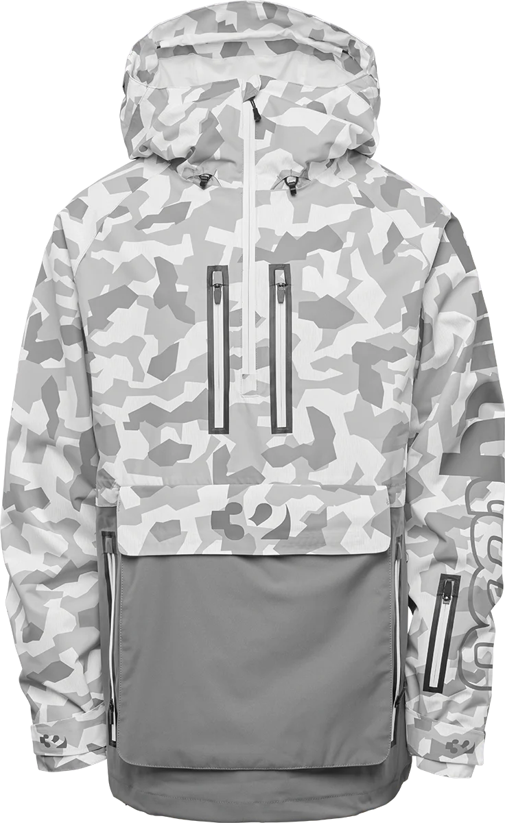 THIRTYTWO Light X Walker Anorak Snowboard Jacket White/Camo 2025 Men's Snow Jackets Thirtytwo