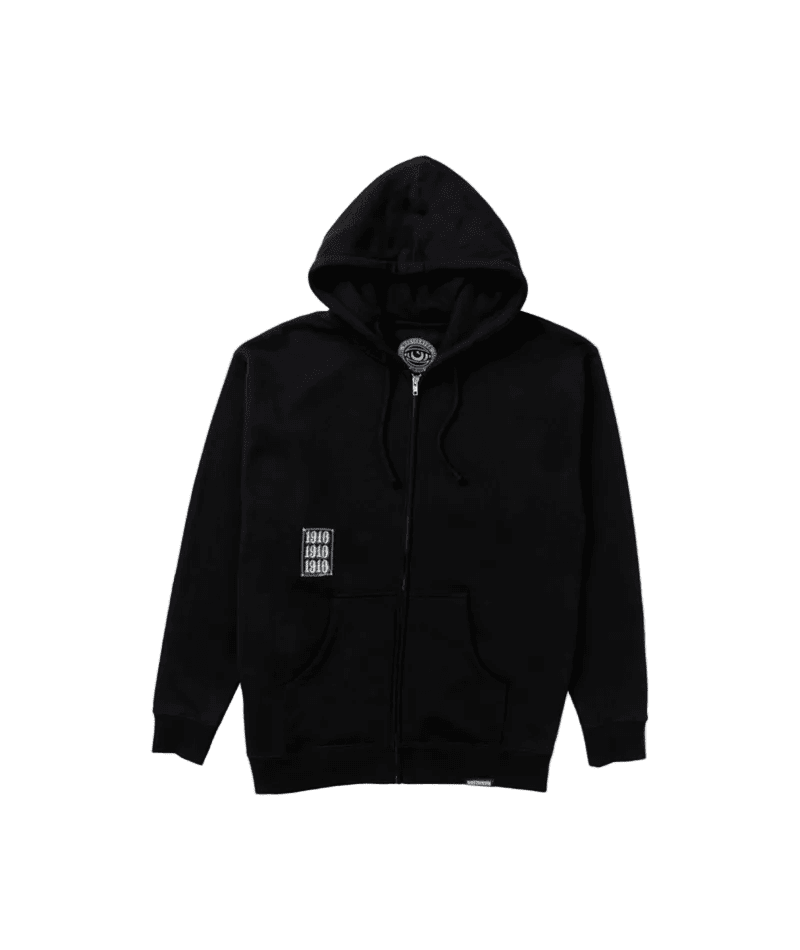 1910 The Holder Zig Zag Zip Hoodie Black Men's Zip Hoodies 1910