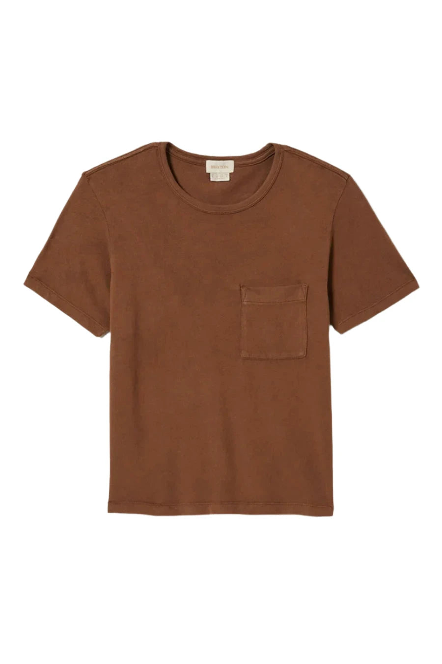 BRIXTON Women's Carefree Organic Garment Dye Perfect Pocket T-Shirt Pinecone Brown Women's T-Shirts Brixton