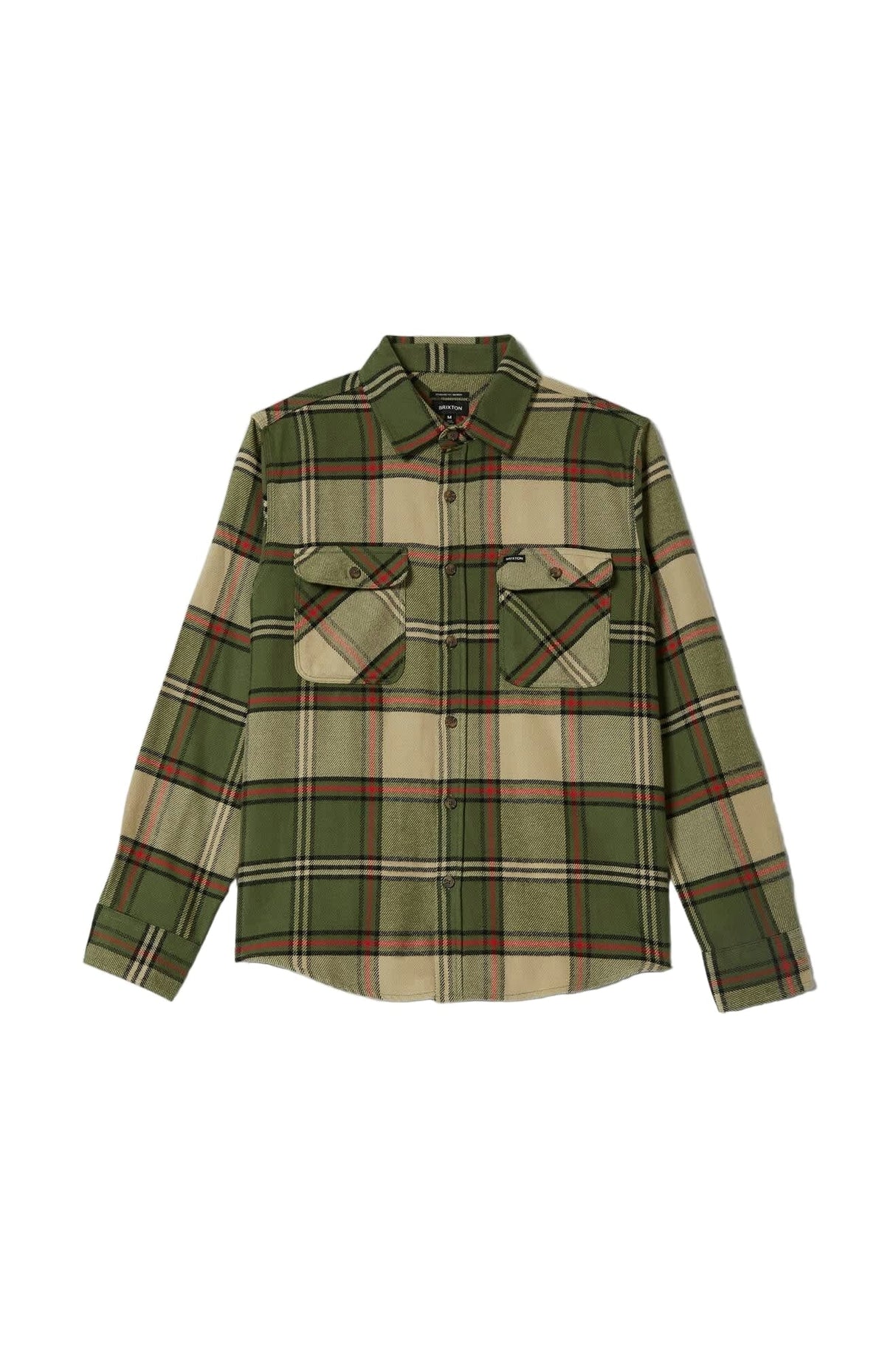 BRIXTON Bowery Flannel Wild Green/Elm/Adrenaline Rush Men's Long Sleeve Button Up Shirts Brixton