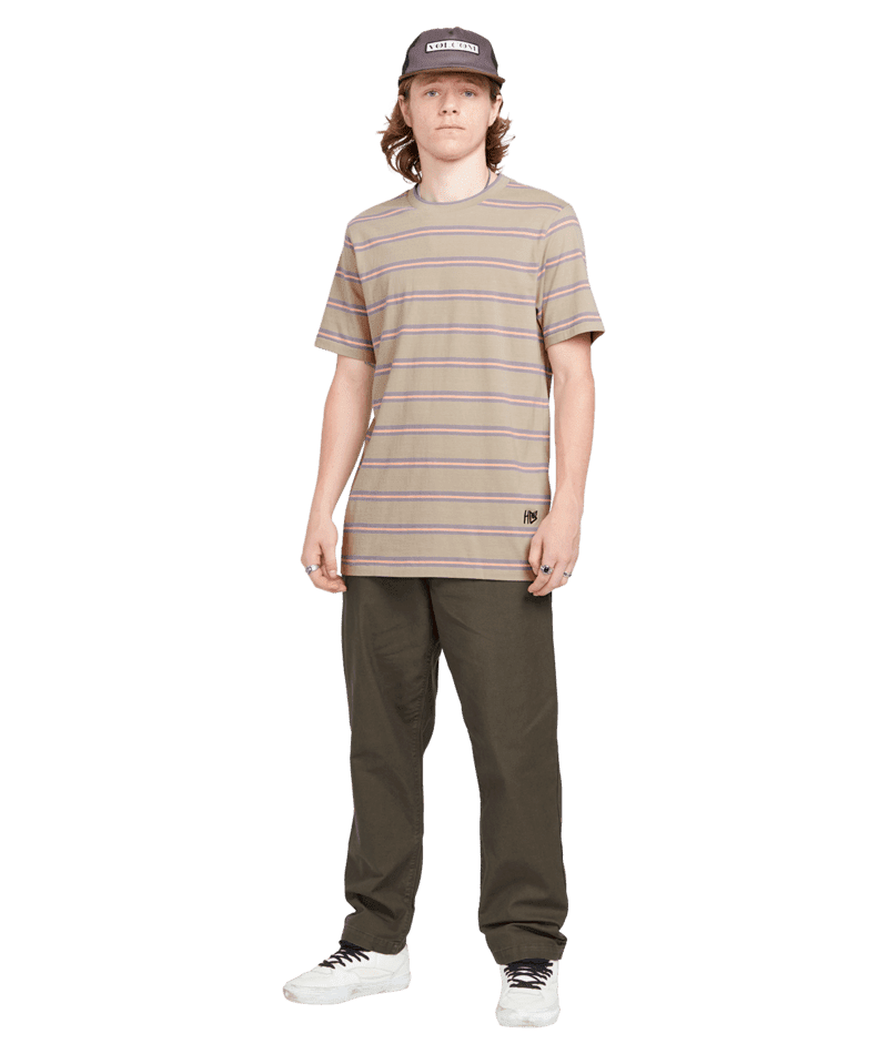 VOLCOM Volcom Entertainment Hockey Dad T-Shirt Light Khaki Men's Short Sleeve T-Shirts Volcom