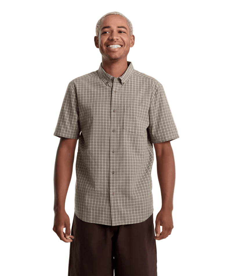 VOLCOM Brewster Short Sleeve Button Up Dirty White Men's Short Sleeve Button Up Shirts Volcom