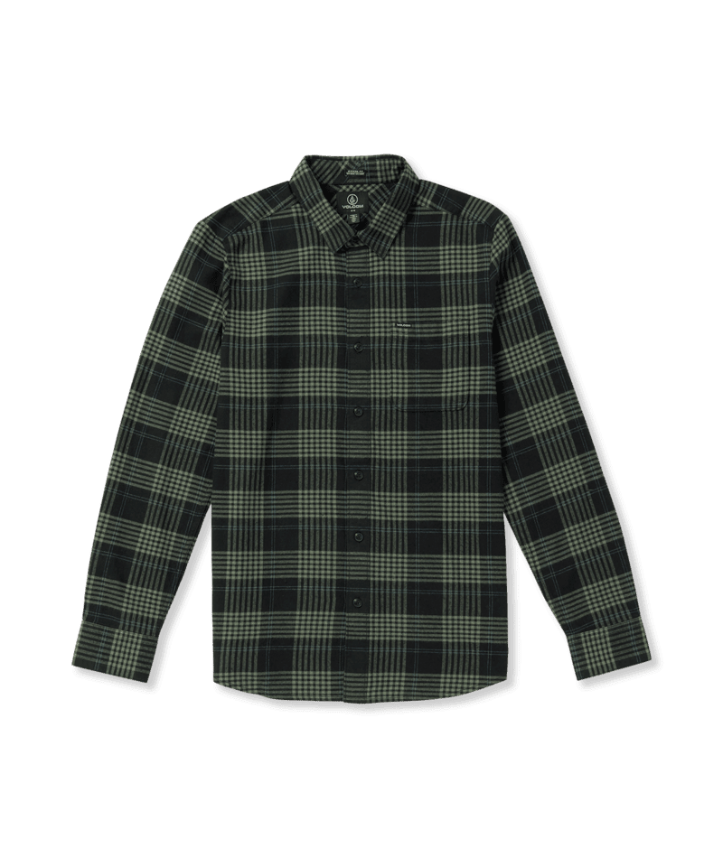 VOLCOM Caden Plaid Flannel Black Men's Long Sleeve Button Up Shirts Volcom 