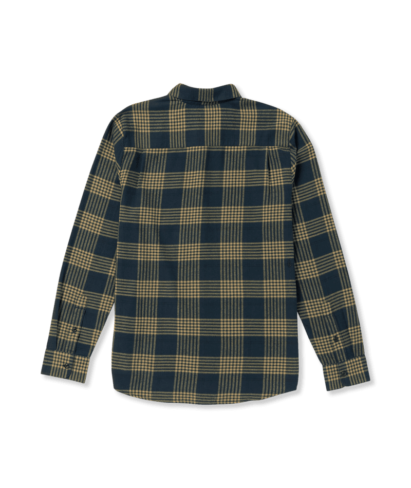 VOLCOM Caden Plaid Flannel Navy Men's Long Sleeve Button Up Shirts Volcom