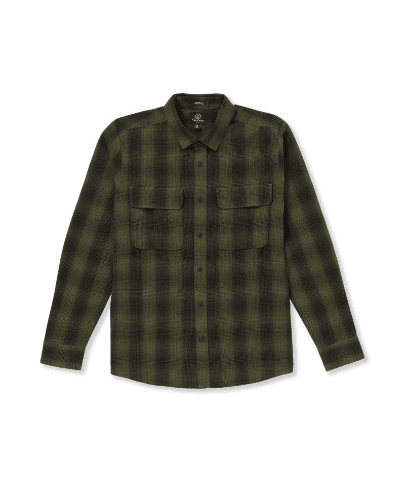 VOLCOM Shadowstone Flannel Wintermoss Men's Long Sleeve Button Up Shirts Volcom