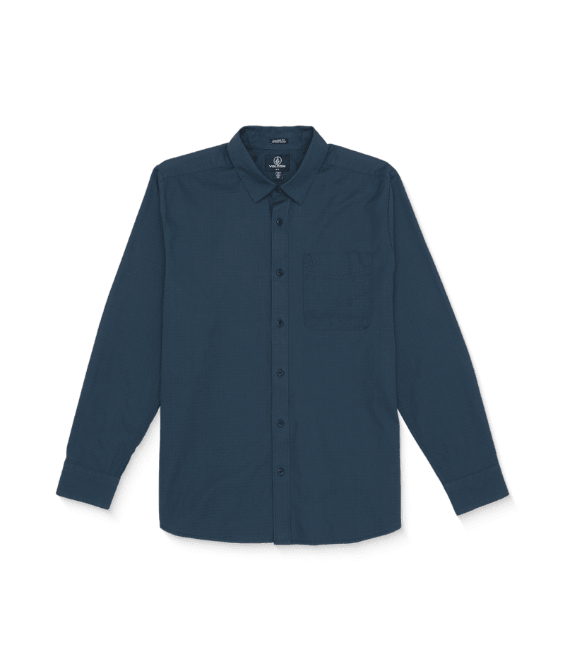 VOLCOM Date Knight Long Sleeve Button Up Navy Men's Long Sleeve Button Up Shirts Volcom