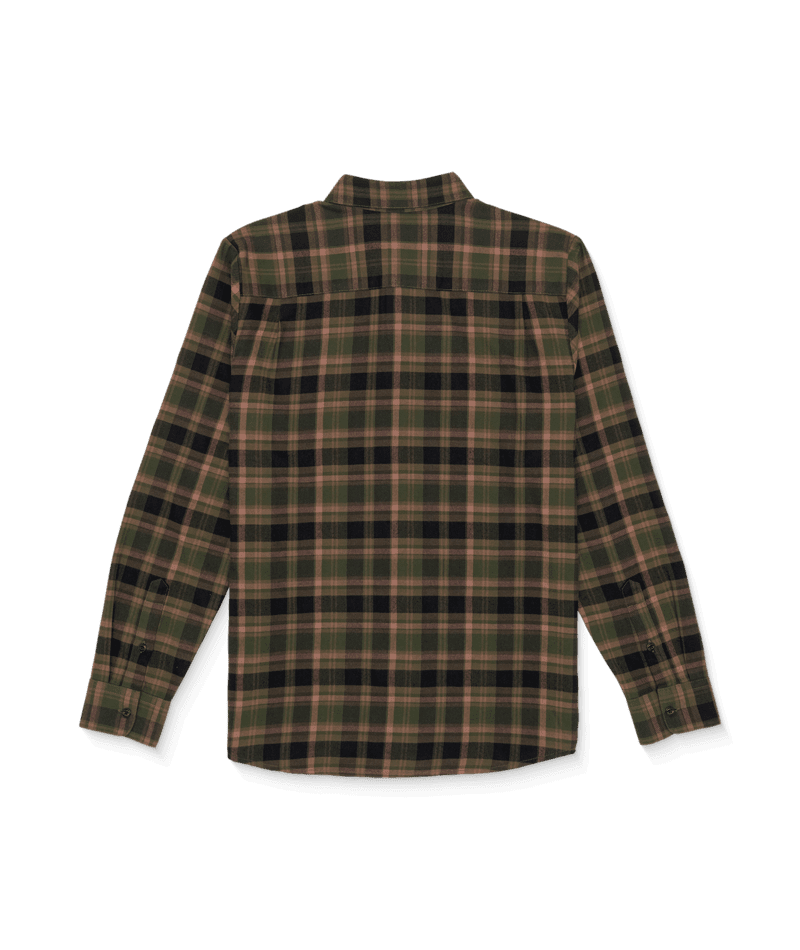 VOLCOM Caden Plaid Long Sleeve Shirt Squadron Green Men's Long Sleeve Button Up Shirts Volcom