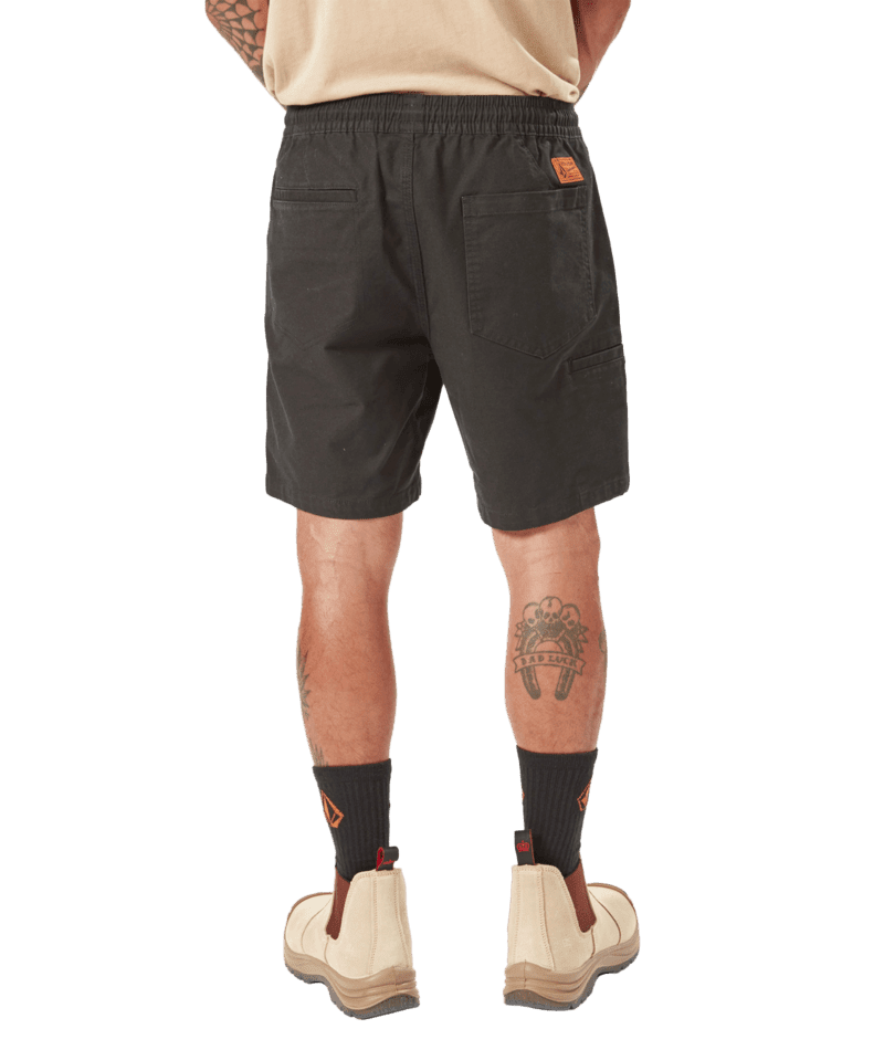 VOLCOM Workwear Caliper Elastic Waist Shorts Black Men's Walkshorts Volcom 