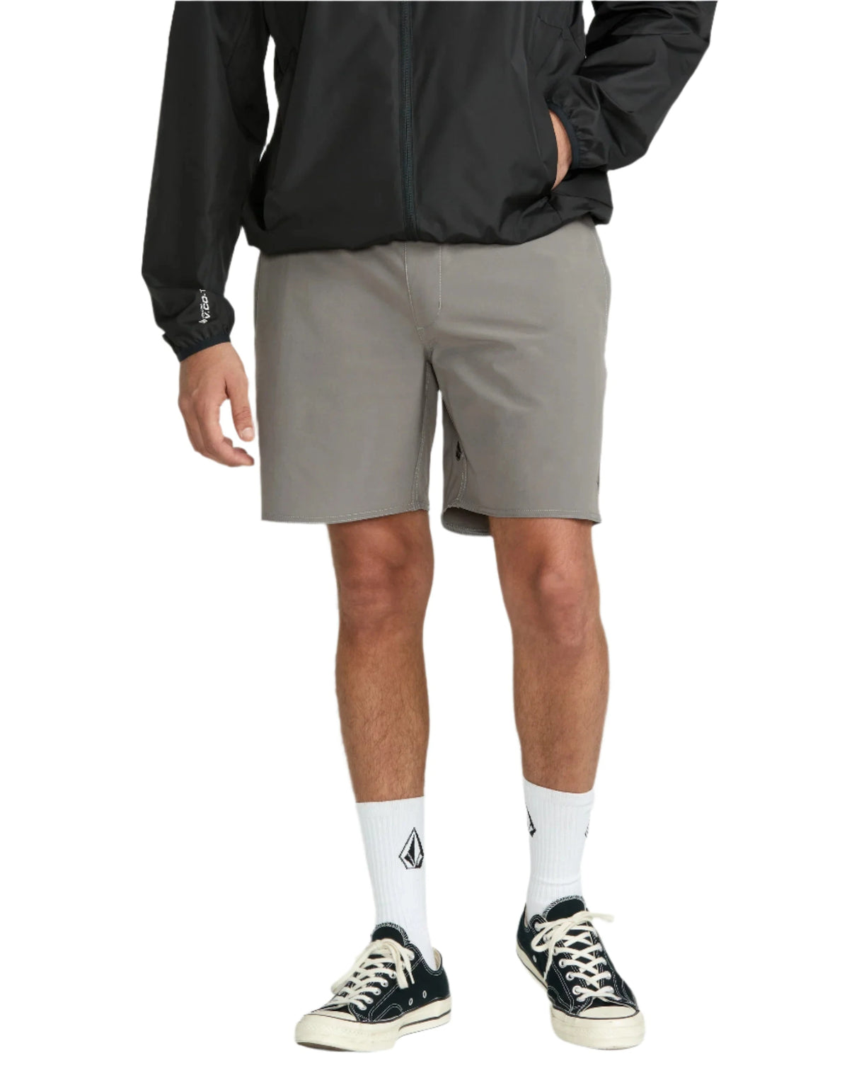 VOLCOM Nomoly Elastic Waist Shorts Pewter Men's Hybrid Shorts Volcom