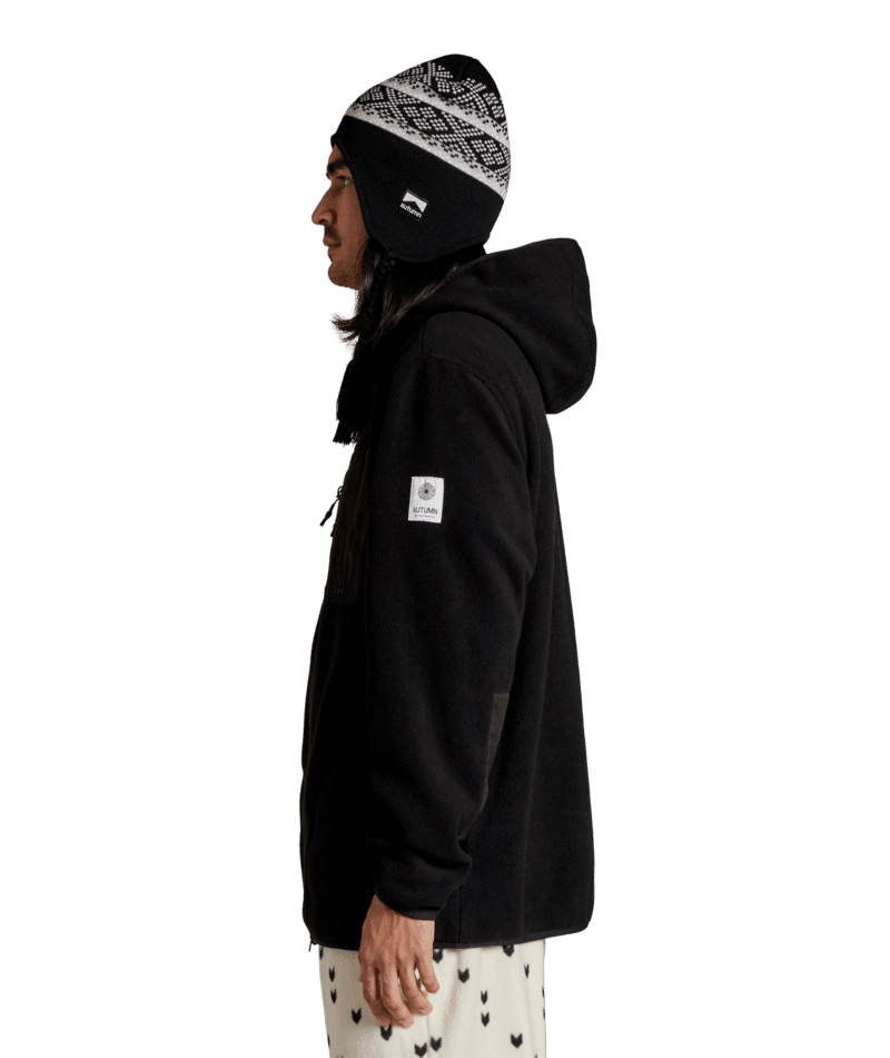 AUTUMN Hooded Fleece Sweater Black Men's Zip Hoodies Autumn