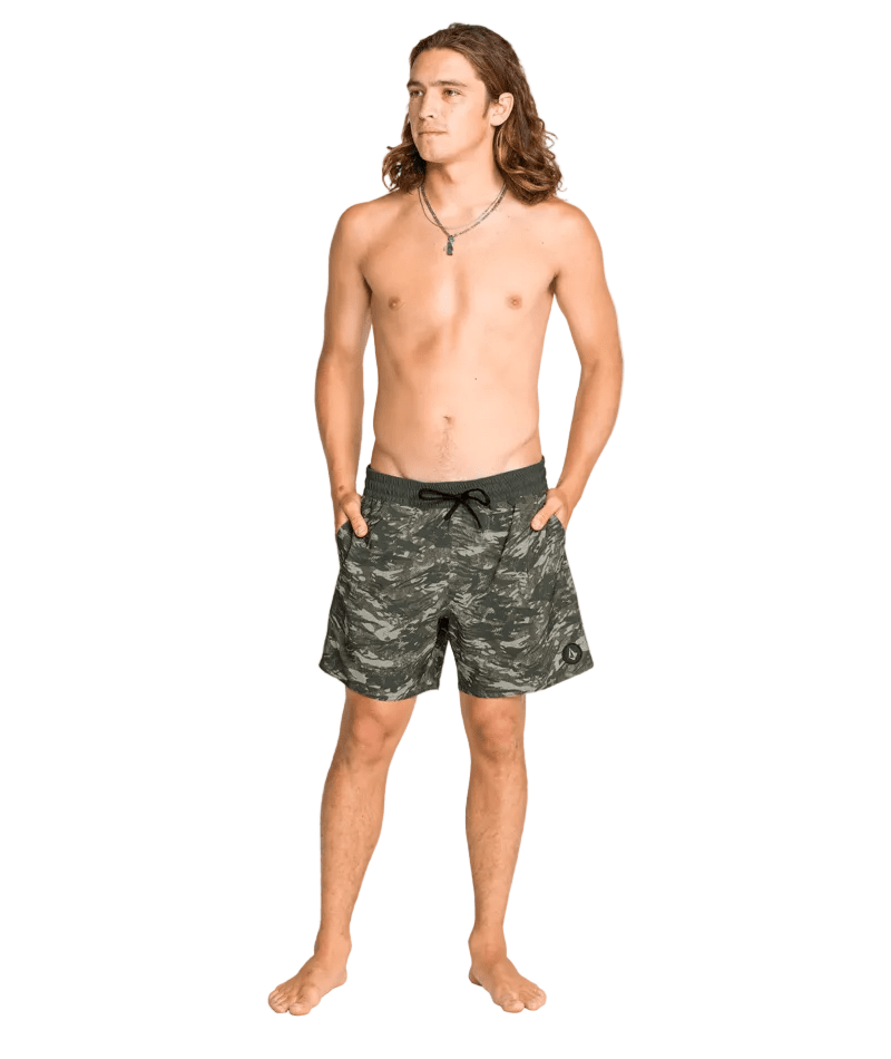 VOLCOM Lido Print Trunk Boardshorts Camouflage Men's Boardshorts Volcom