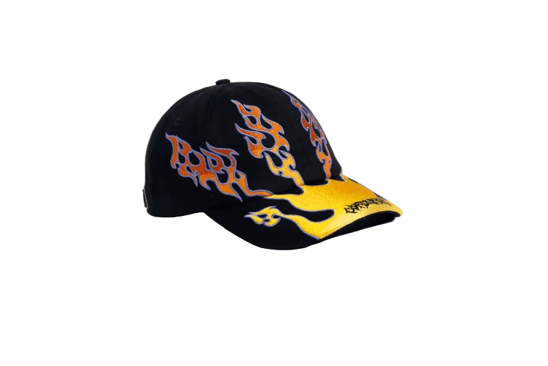 CORDUROY Flames Strapback Hat Black Men's Hats Corduroy