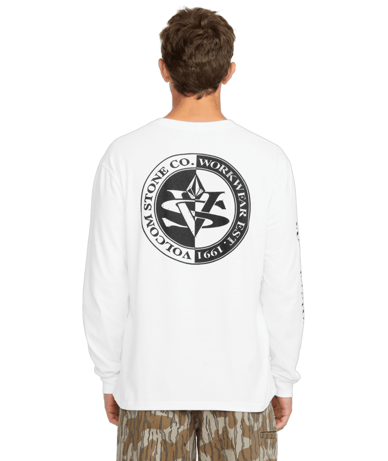 VOLCOM Workwear Excavator Long Sleeve T-Shirt White Men's Long Sleeve T-Shirts Volcom
