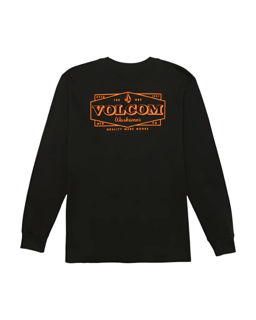 VOLCOM Workwear Union Long Sleeve T-Shirt Black Men's Long Sleeve T-Shirts Volcom