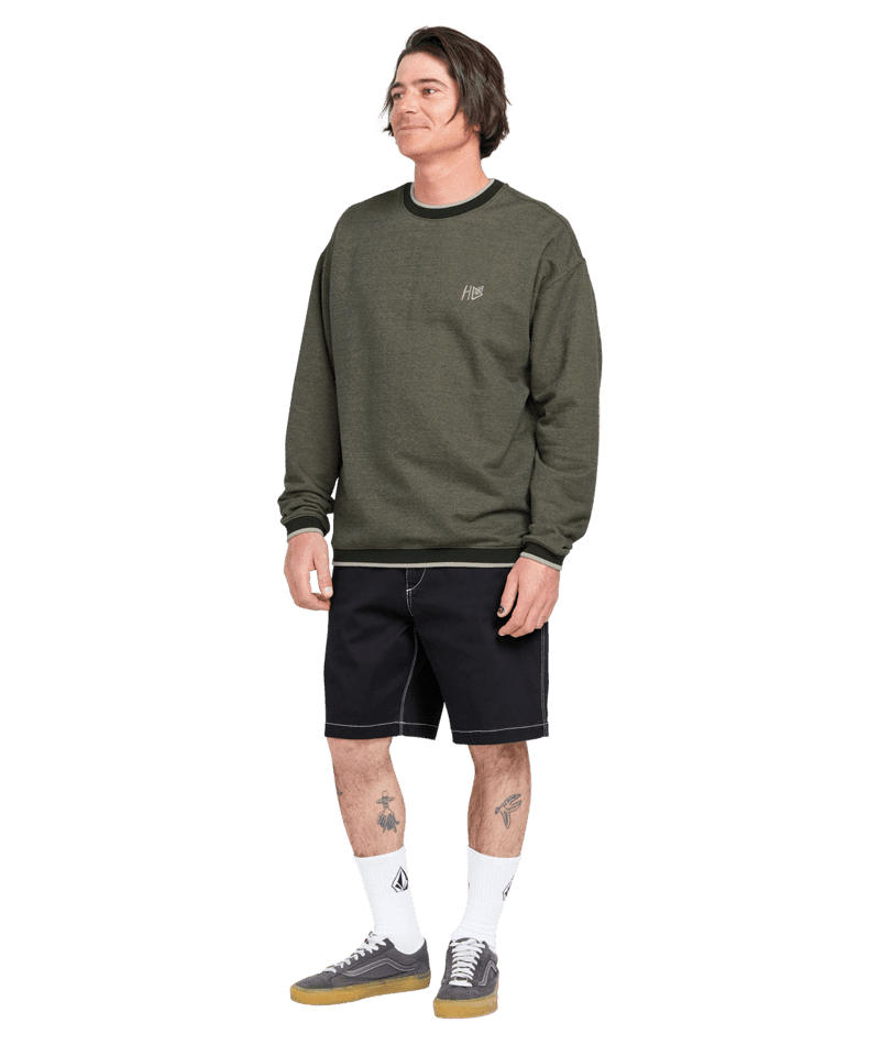 VOLCOM Volcom Entertainment Hockey Dad Crew Lemon Heather Men's Crewnecks Volcom