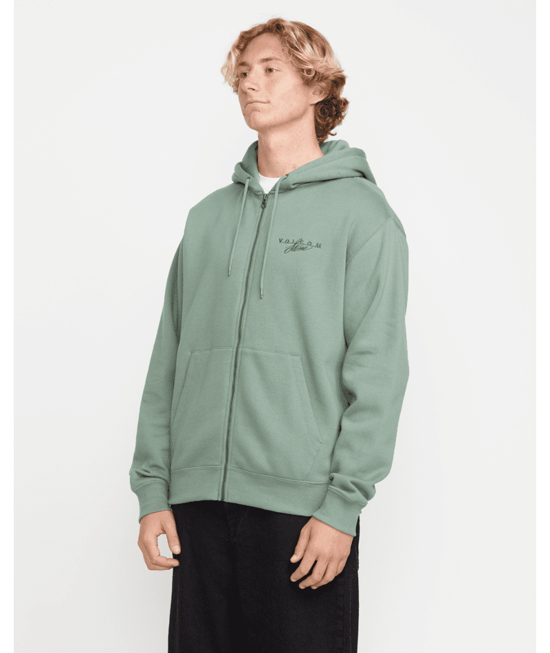 VOLCOM Calmstone Zip-Up Hoodie Light Olive Men's Zip Hoodies Volcom