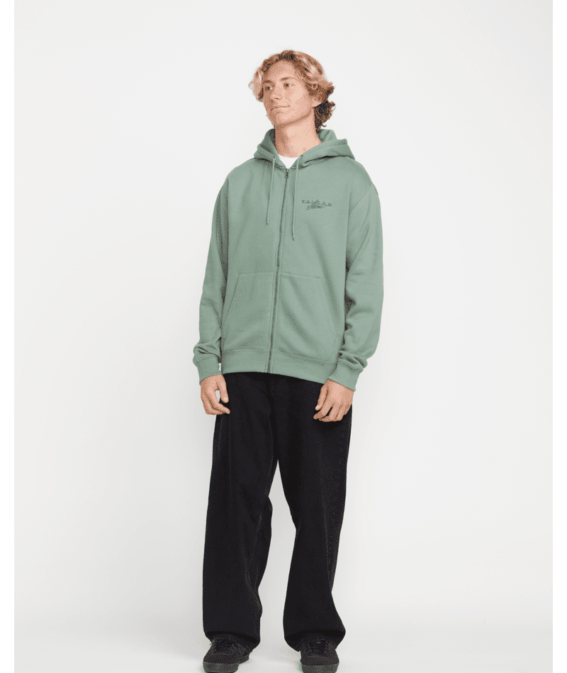 VOLCOM Calmstone Zip-Up Hoodie Light Olive Men's Zip Hoodies Volcom