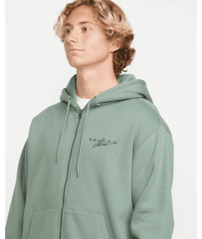 VOLCOM Calmstone Zip-Up Hoodie Light Olive Men's Zip Hoodies Volcom