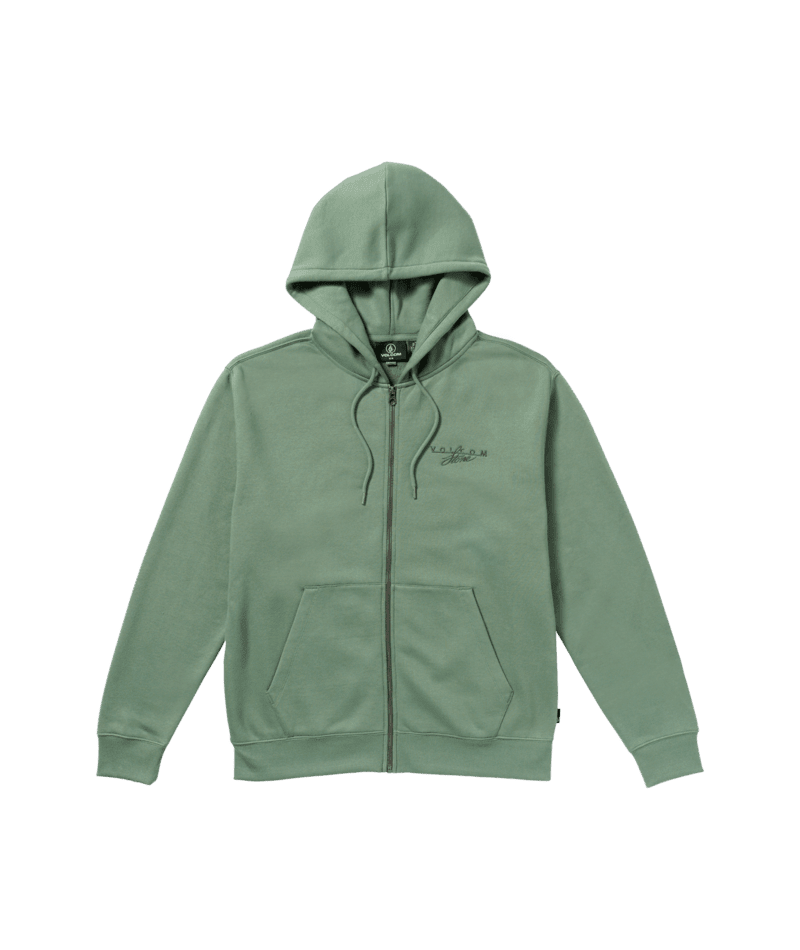 VOLCOM Calmstone Zip-Up Hoodie Light Olive Men's Zip Hoodies Volcom