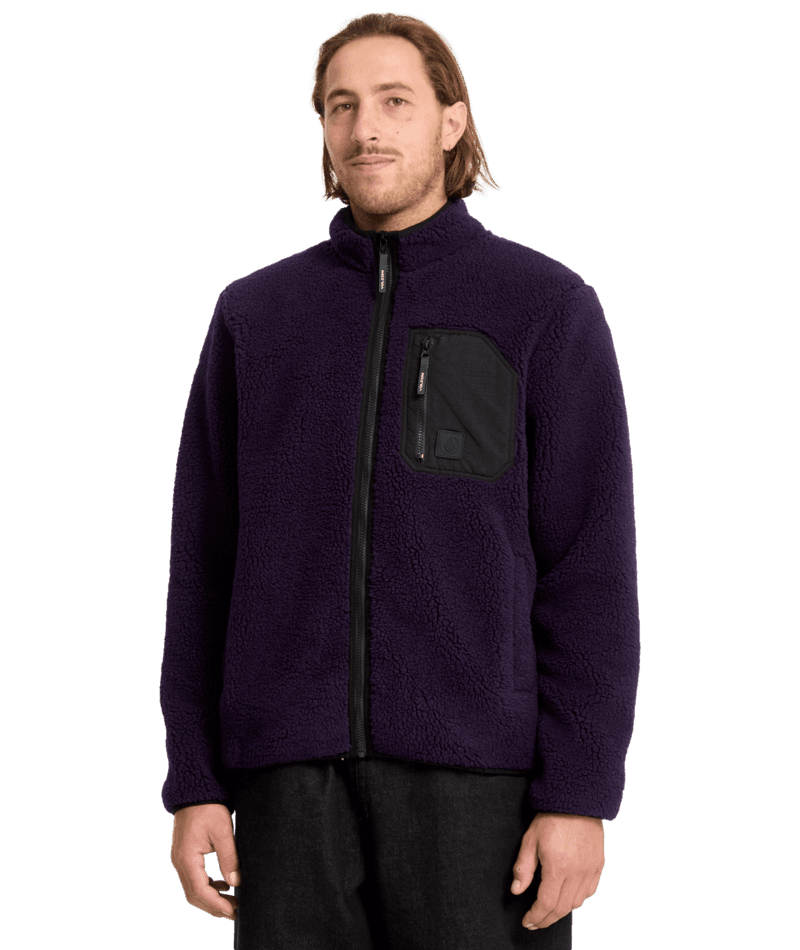 VOLCOM Muzzer Fuzzar Zip Dark Purple Men's Zip Hoodies Volcom