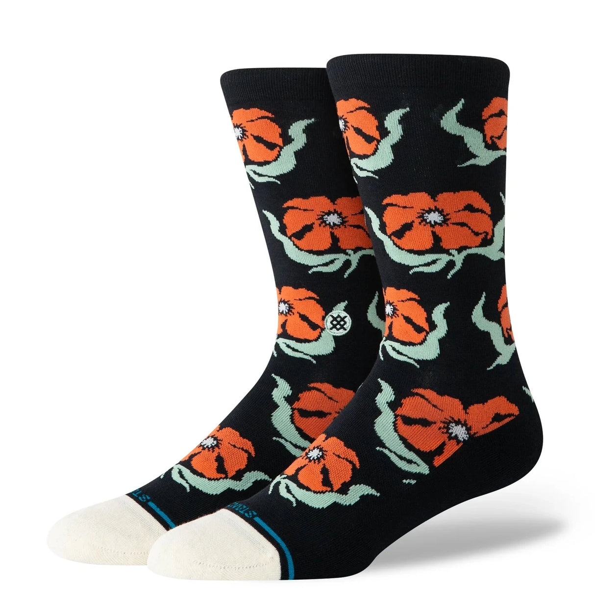 STANCE Broadcast Floral Crew Socks Black Men's Socks Stance