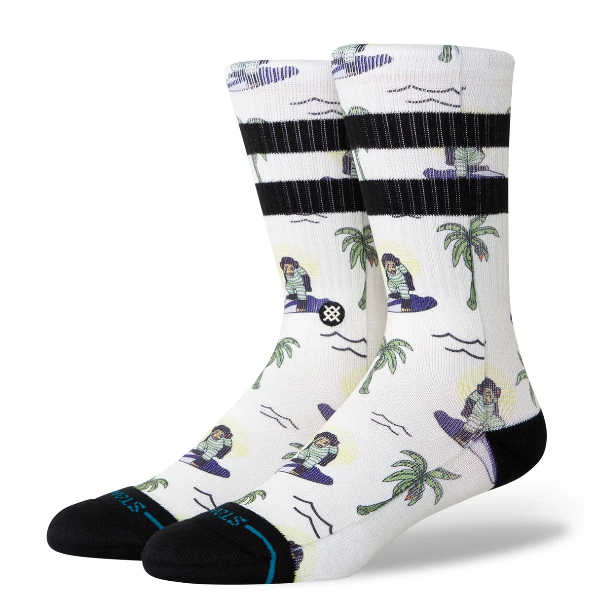 STANCE Surfin Monkey Crew Socks White Men's Socks Stance