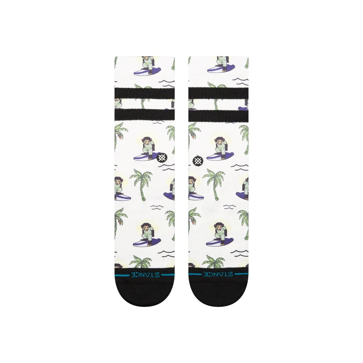 STANCE Surfin Monkey Crew Socks White Men's Socks Stance