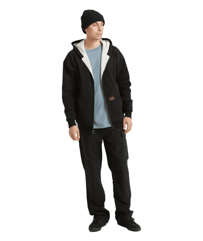 VOLCOM Axestone Workwear Lined Fleece Black Men's Zip Hoodies Volcom