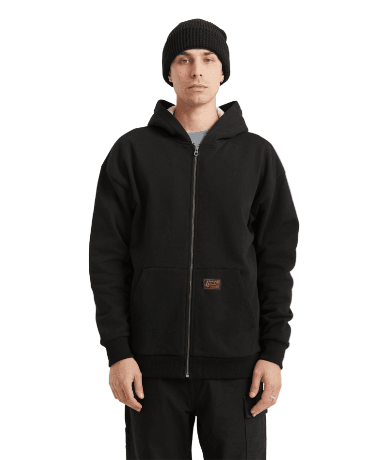 VOLCOM Axestone Workwear Lined Fleece Black Men's Zip Hoodies Volcom