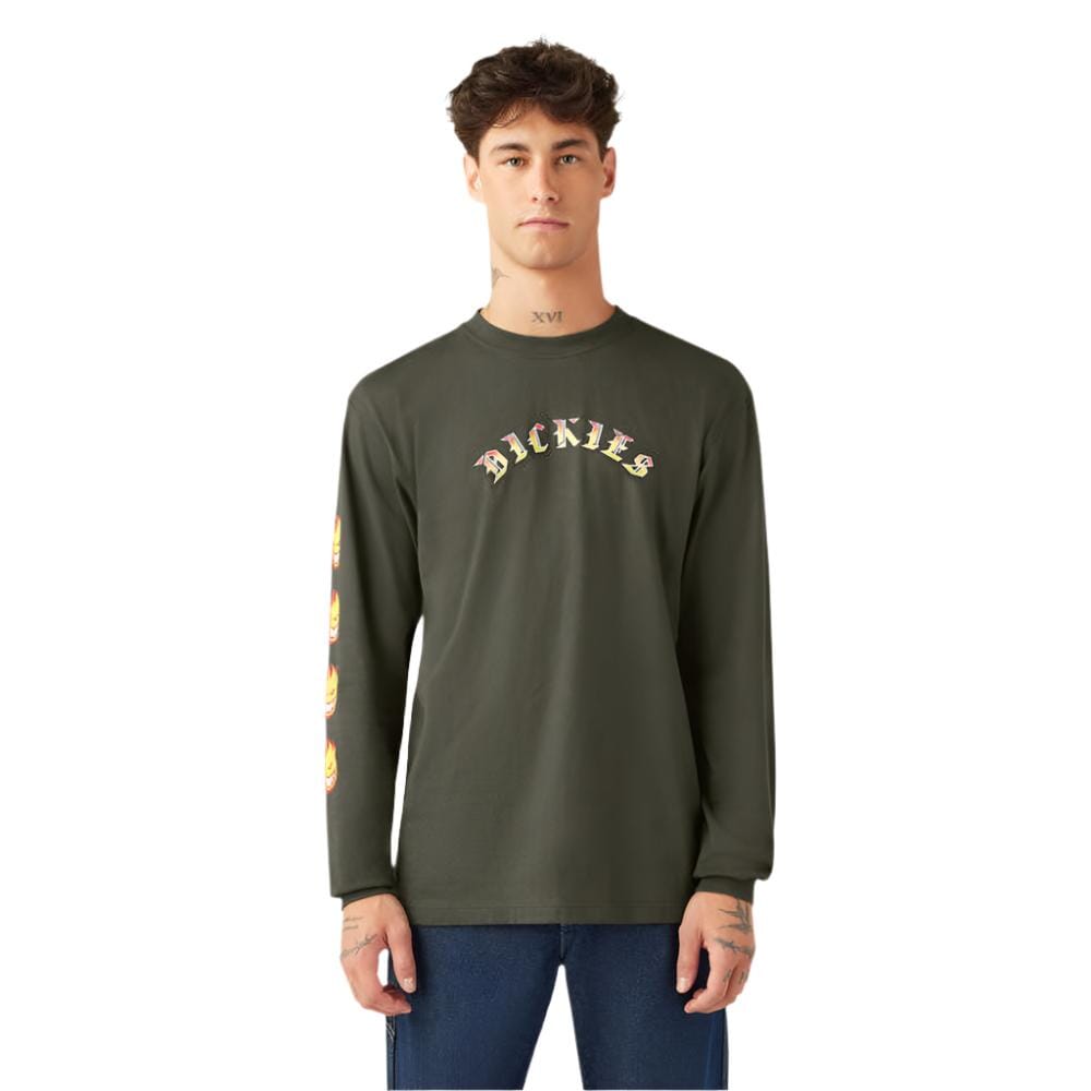 DICKIES X SPITFIRE Long Sleeve T-Shirt Olive Green Men's Long Sleeve T-Shirts Dickies