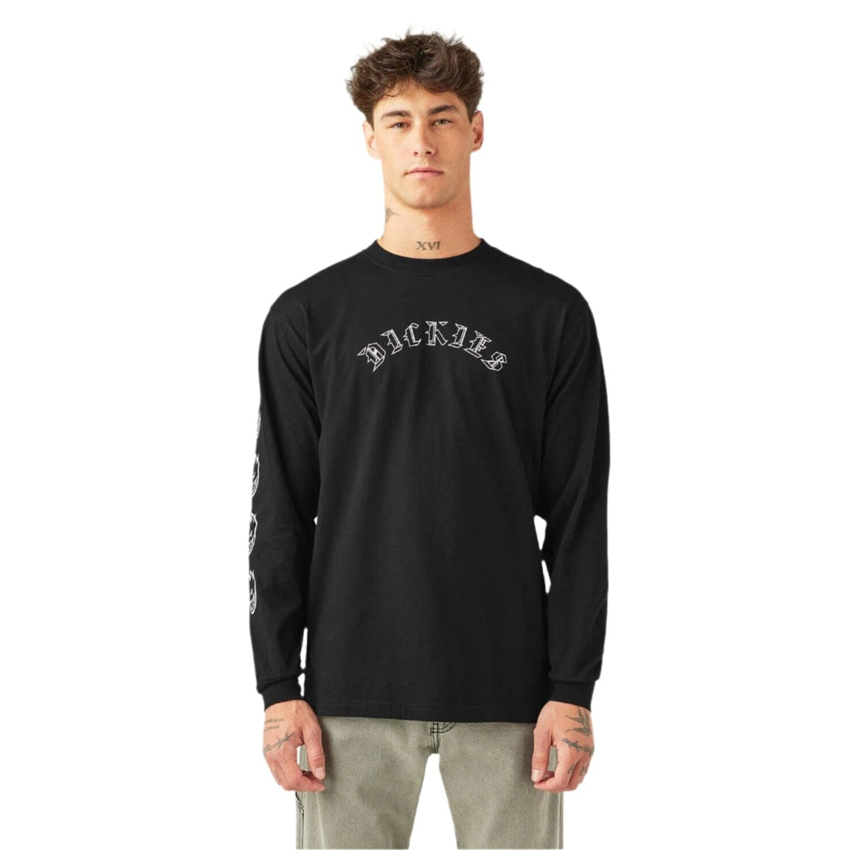 DICKIES X Spitfire Long Sleeve T-Shirt Black Men's Long Sleeve T-Shirts Dickies