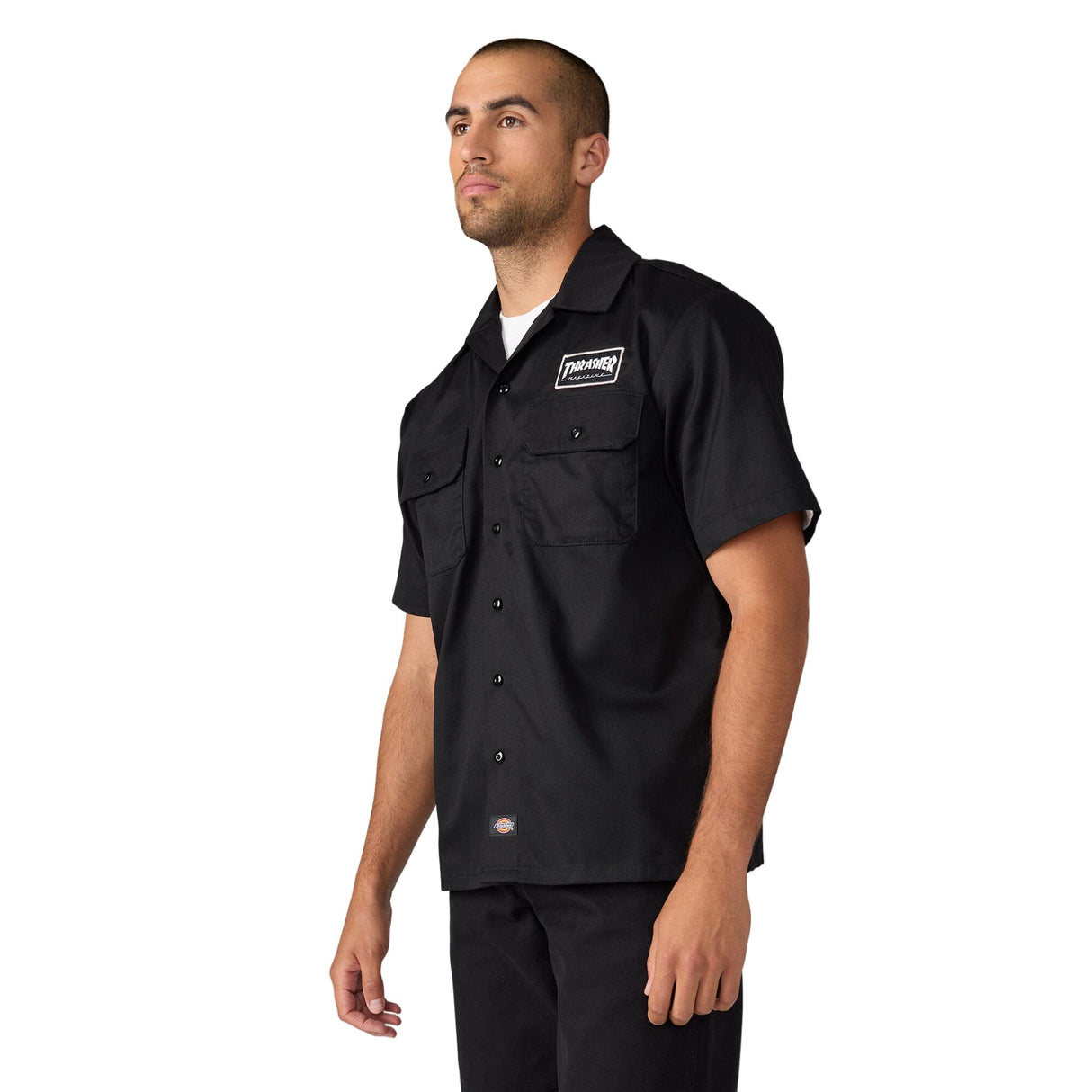 DICKIES Thrasher X Dickies Work Shirt Black Men's Short Sleeve Button Up Shirts Dickies