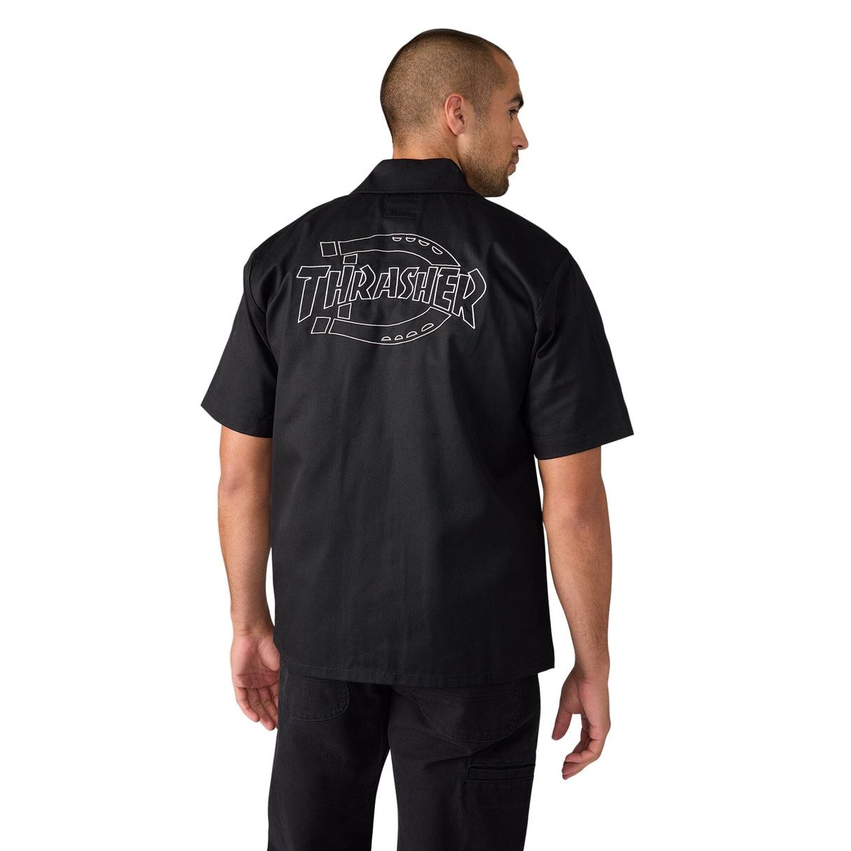 DICKIES Thrasher X Dickies Work Shirt Black Men's Short Sleeve Button Up Shirts Dickies