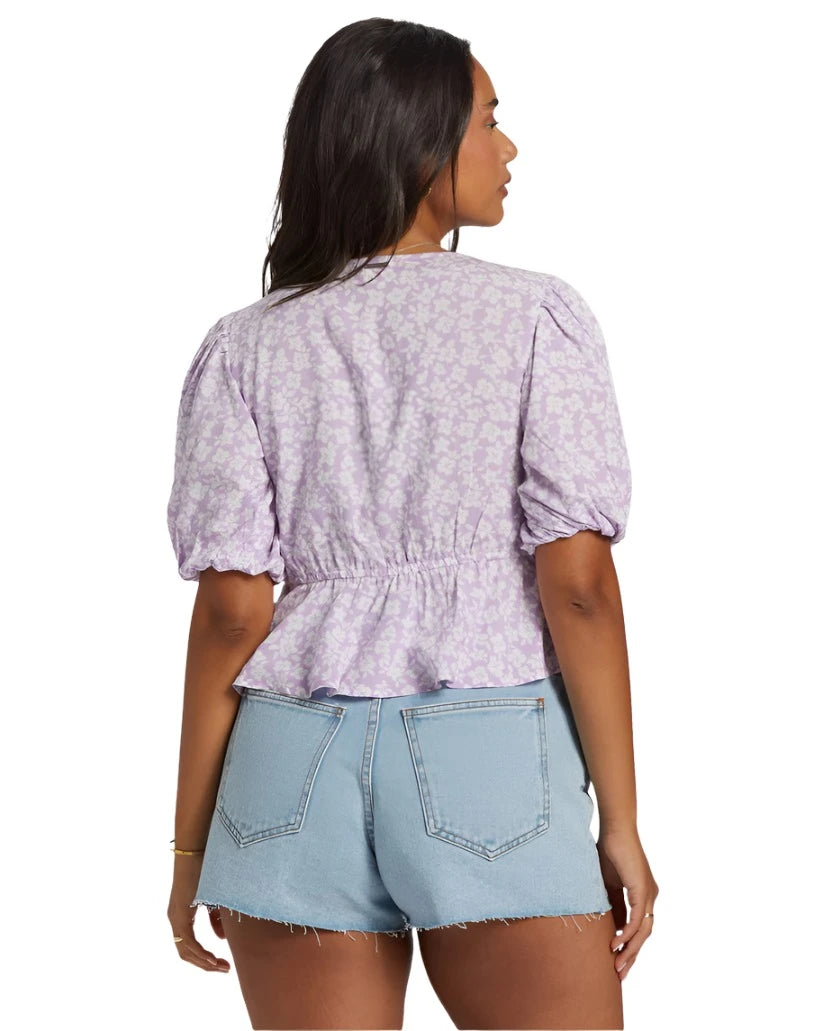 BILLABONG Women's Lady Like Puff Sleeve Crop Top Tulip Women's Blouses Billabong