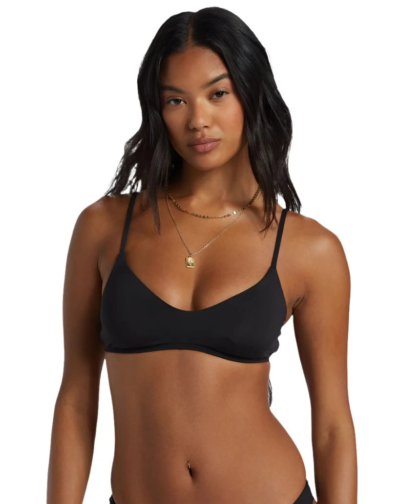 BILLABONG Women's Sol Searcher V Bralette Bikini Top Black Pebble Women's Bikini Tops Billabong