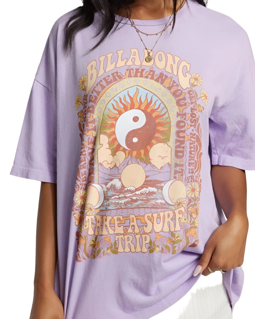 BILLABONG Women's Surf Trip Oversized T-Shirt Tulip Women's Short Sleeve T-Shirts Billabong