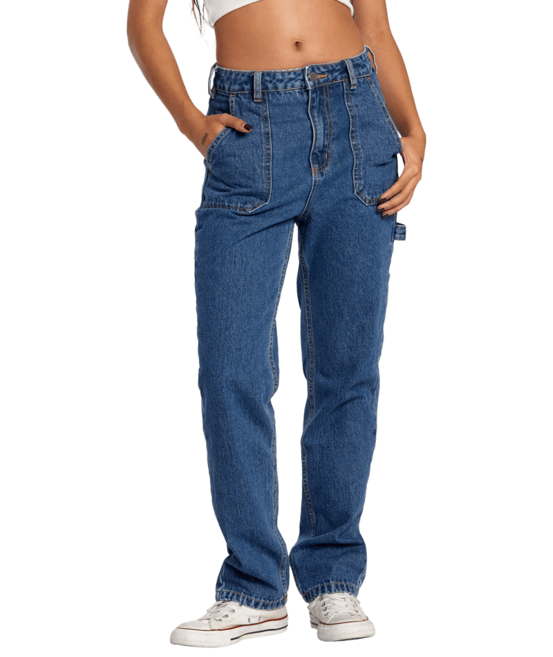 RVCA Women's Recession Denim Pants Blue Rinse Women's Pants RVCA 