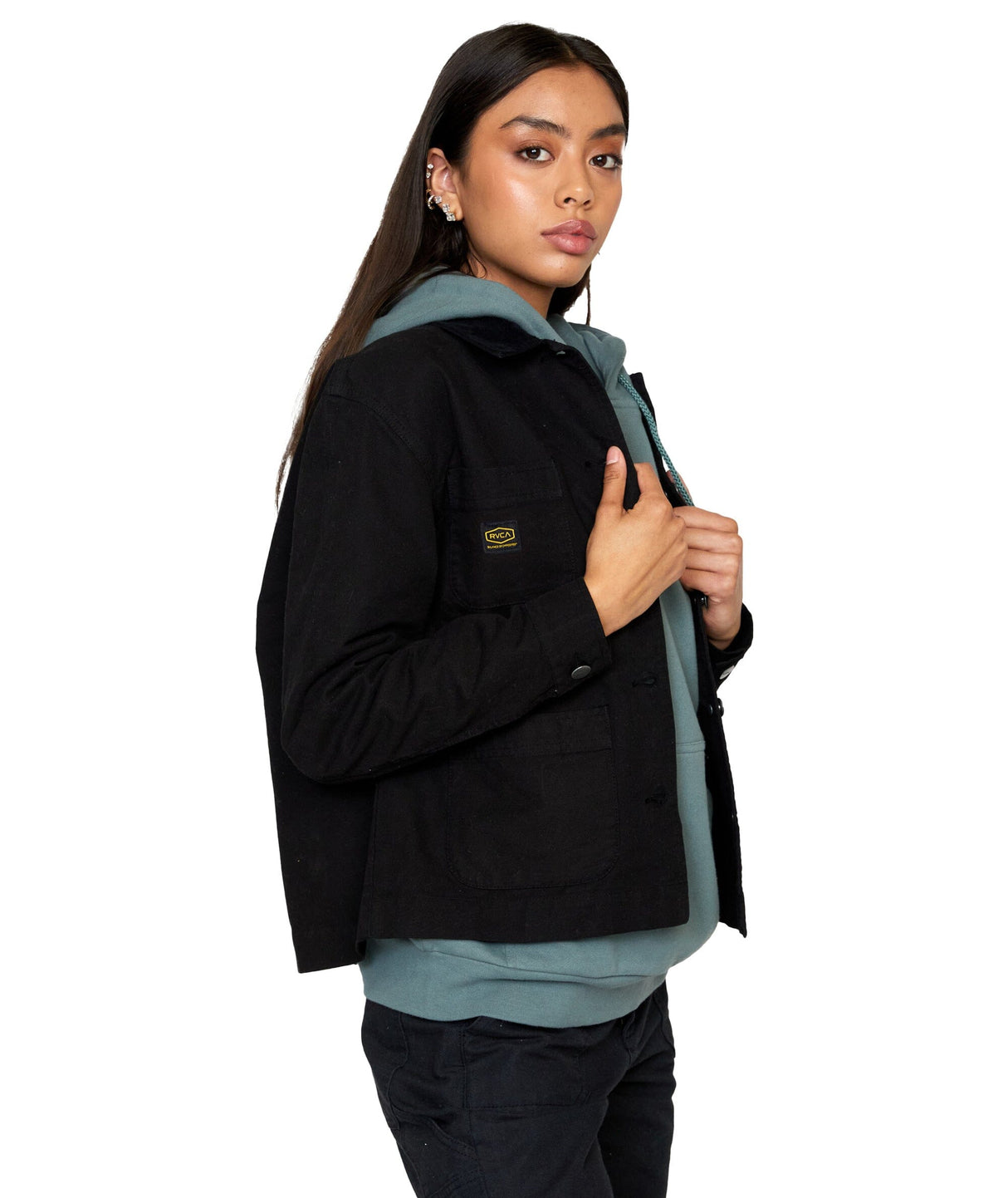 RVCA Women's Recession Chore Coat True Black Women's Street Jackets RVCA