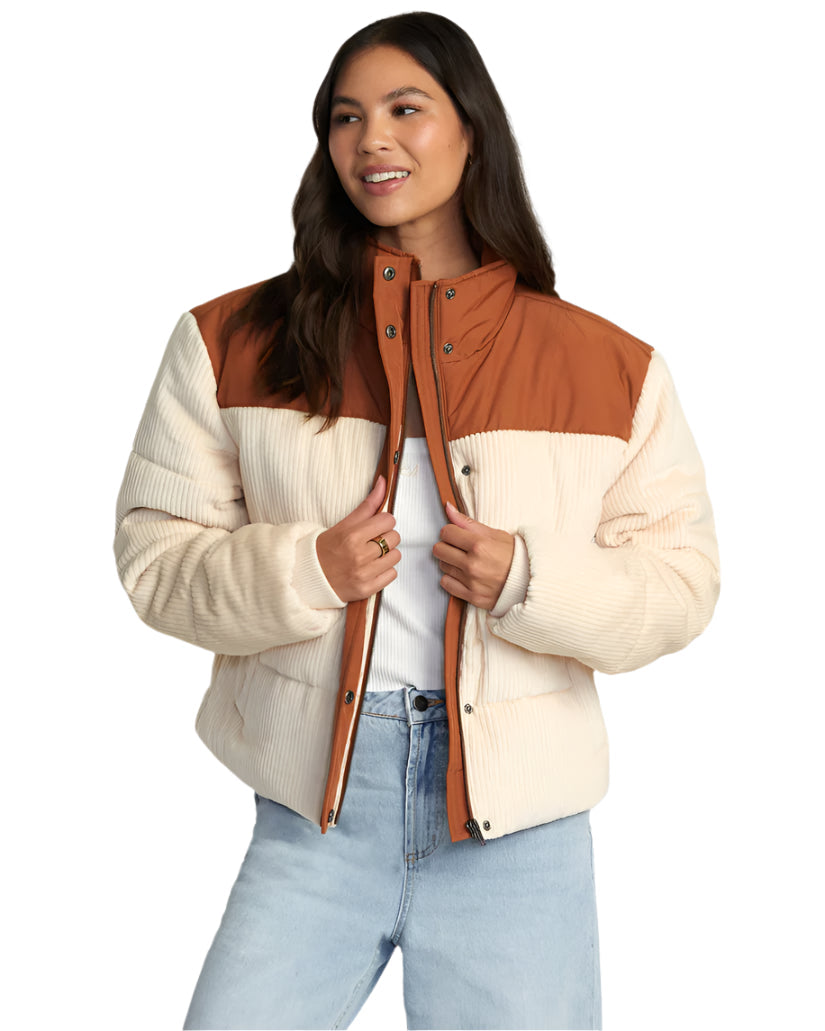 RVCA Eezeh Peaasy Puffer Jacket Mocha Bisque Women's Street Jackets RVCA