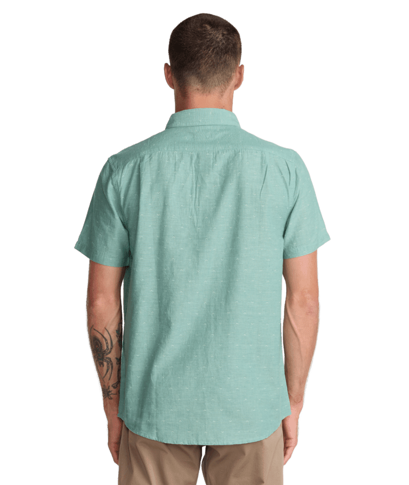 RVCA That'll Do Dobby Short Sleeve Button Up Bottle Green Men's Short Sleeve Button Up Shirts RVCA