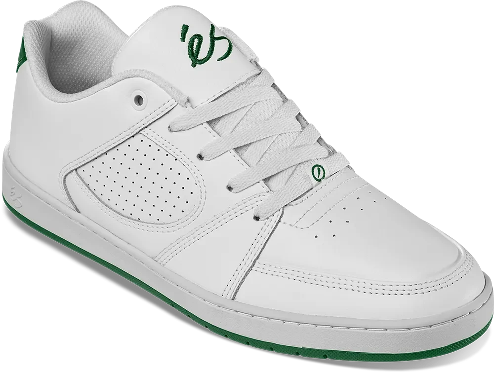 ES Accel Slim Shoe White/Dark Green Men's Skate Shoes Es