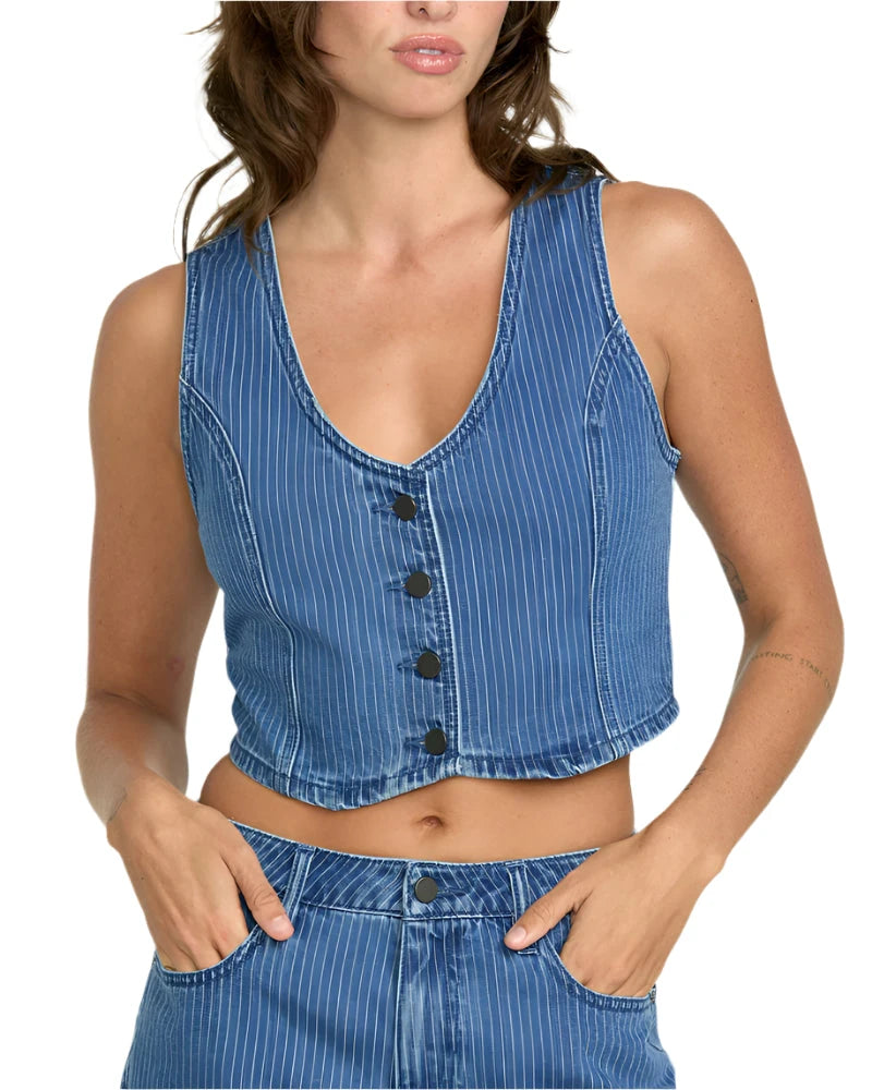 VOLCOM Women's Stoned Boyfriend Vest Stripe Women's Vests Volcom