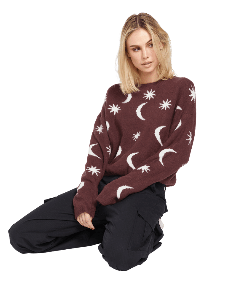 VOLCOM Women's Nyte Stone Sweater Espresso Women's Sweaters Volcom