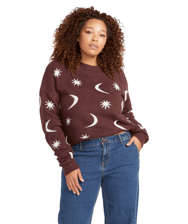 VOLCOM Women's Nyte Stone Sweater Espresso Women's Sweaters Volcom