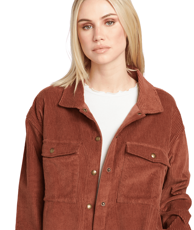 VOLCOM Women's Power Chord Shacket Chestnut Brown Women's Street Jackets Volcom