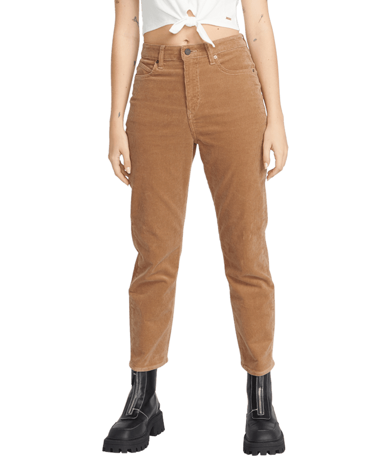 VOLCOM Women's Stoned Straight Corduroy Pants Mocha Women's Pants Volcom