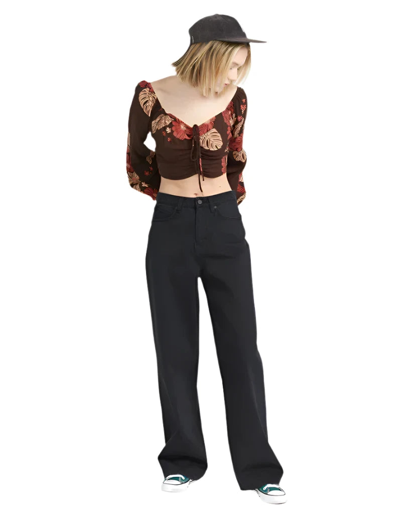 VOLCOM Women's Stoned Boyfriend High Rise Jeans Black Women's Pants Volcom