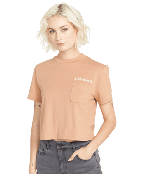 VOLCOM Women's Pocket Dial T-Shirt Clay Women's T-Shirts Volcom 